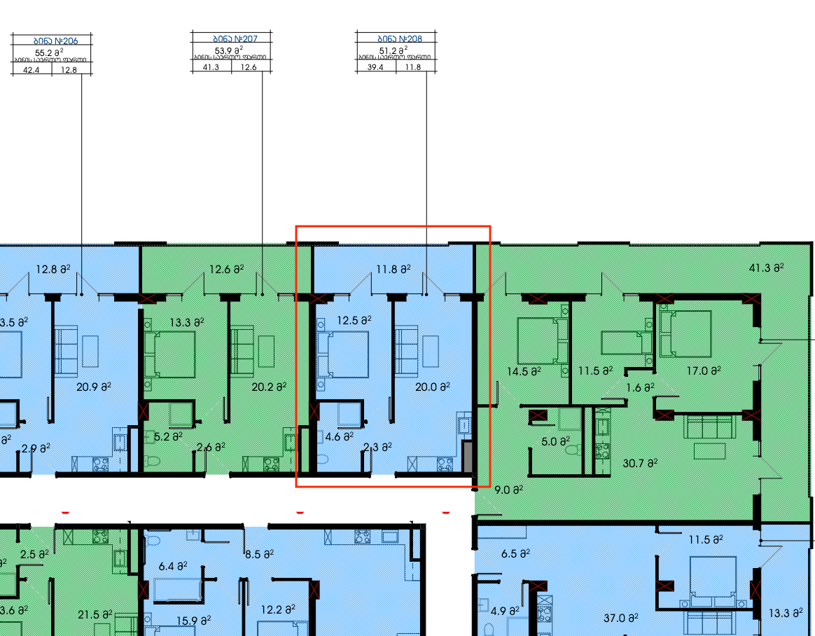 Квартира в Тбилиси, Грузия, 51.2 м2 фото 4