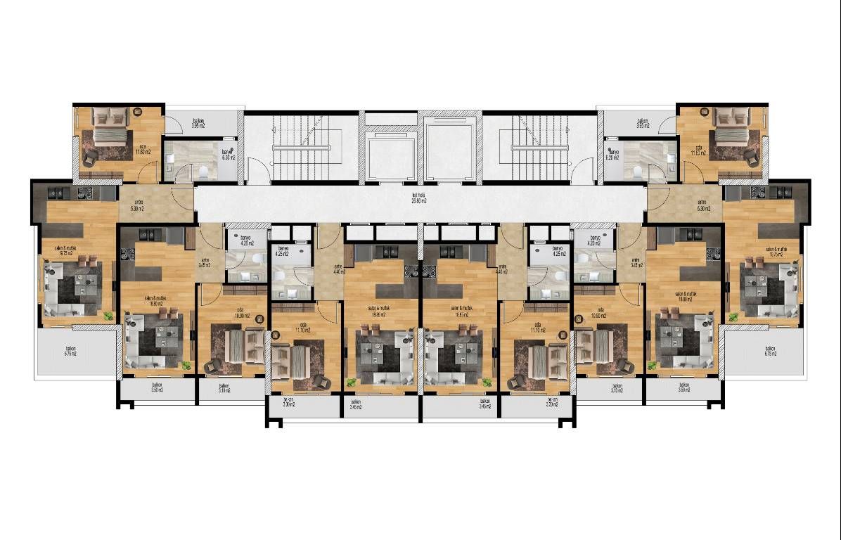 Апартаменты в Мерсине, Турция, 44 м2 фото 2