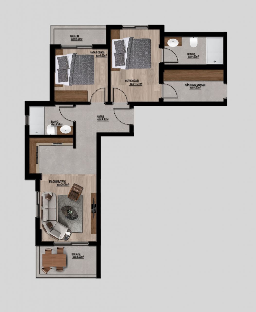 Квартира в Мерсине, Турция, 60.23 м2 фото 5
