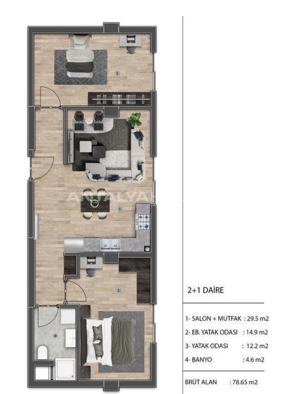 Апартаменты Чифтликкёй, Турция, 78 м2 фото 4