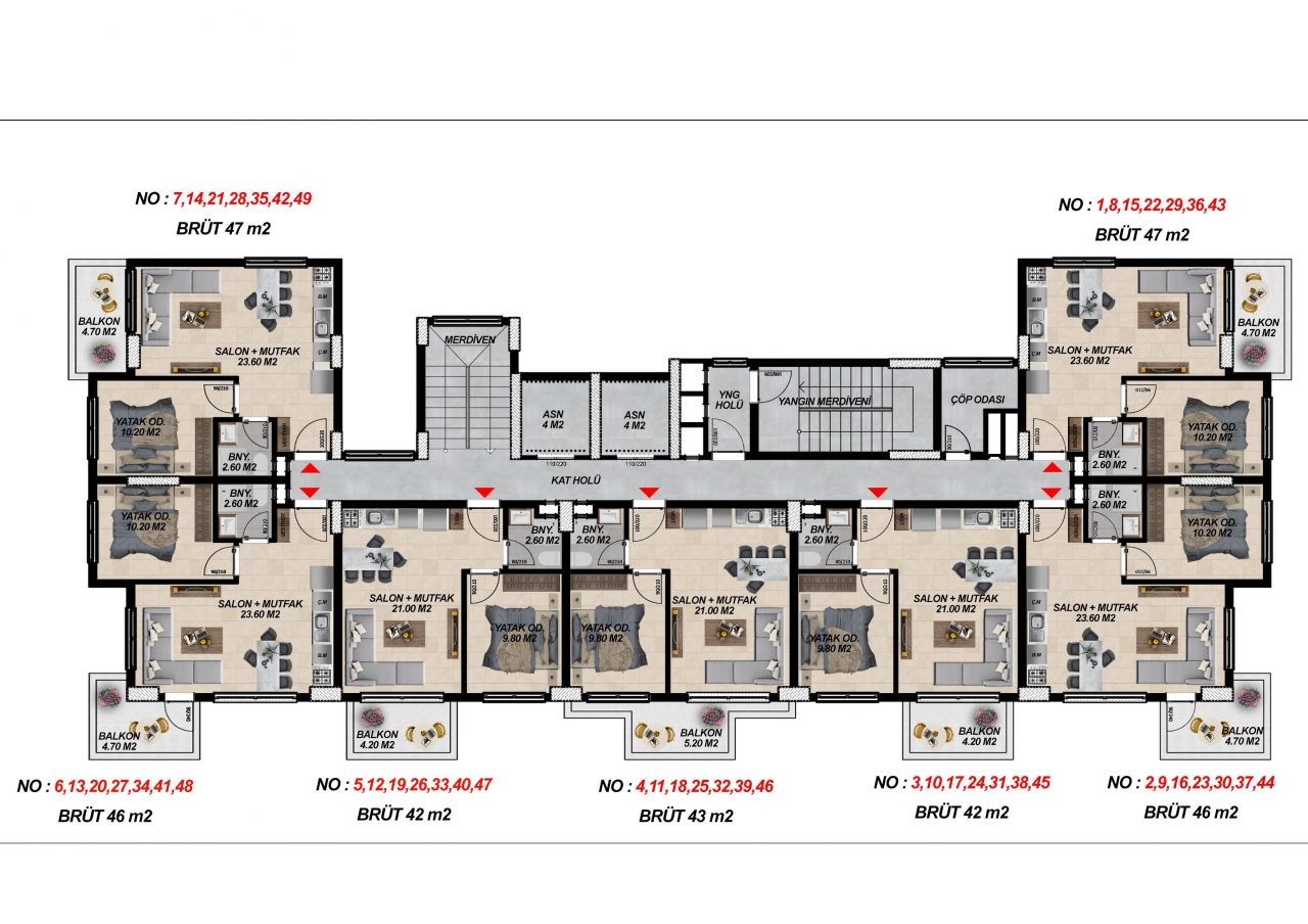 Квартира в Алании, Турция, 47 м2 фото 2
