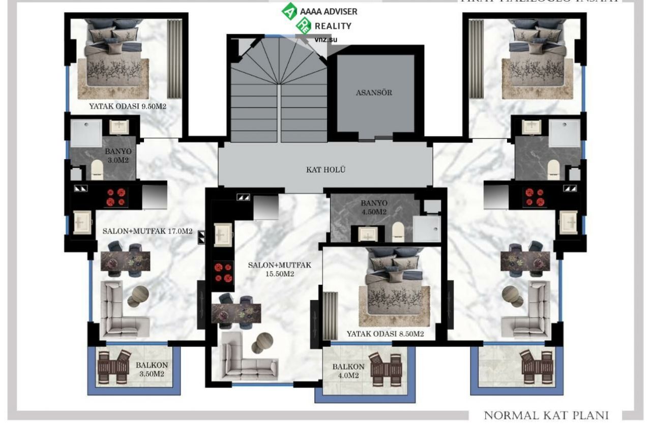 Квартира в Авсалларе, Турция, 40 м2 фото 3