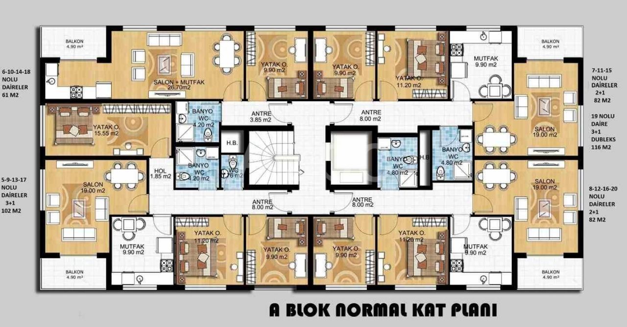 Апартаменты в Анталии, Турция, 60 м2 фото 4