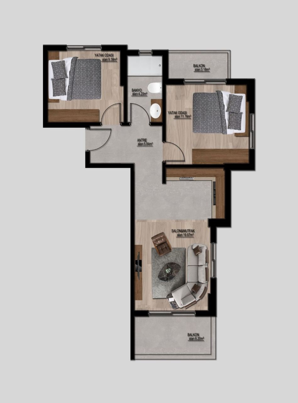 Квартира в Мерсине, Турция, 65 м2 фото 4