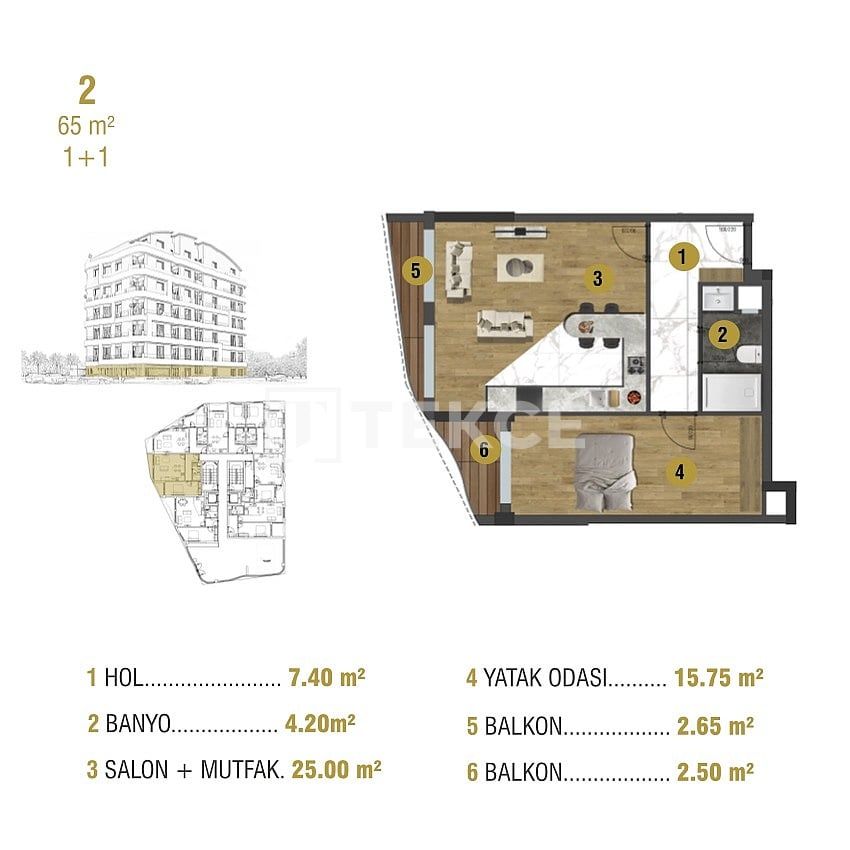 Апартаменты в Анталии, Турция, 58 м2 фото 5