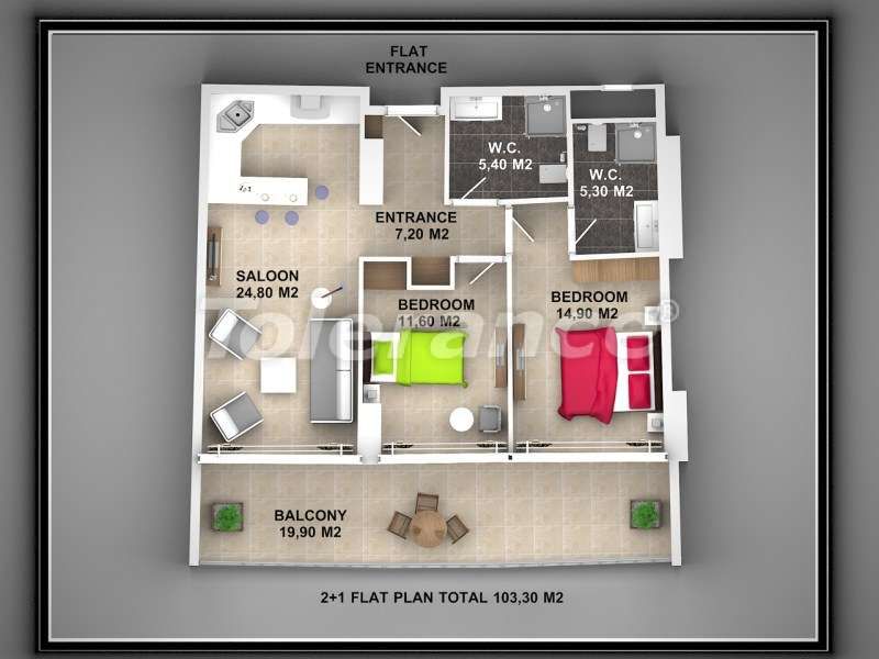 Апартаменты в Алании, Турция, 62 м2 фото 5