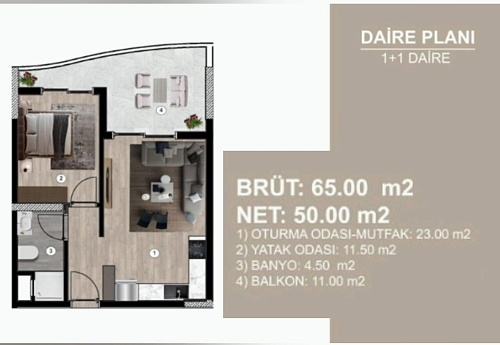 Квартира в Мерсине, Турция, 65 м2 фото 1