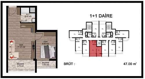 Квартира в Мерсине, Турция, 47 м2 фото 1